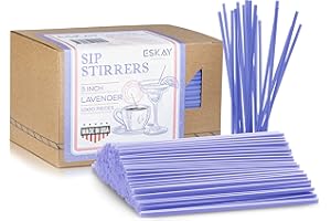 ESKAY PRODUCTS 1000 Plastic Coffee Stirrers, 5-Inch Cocktail Straws and Stir Sticks for Coffee Bar and Restaurants, Made in USA (Lavender)