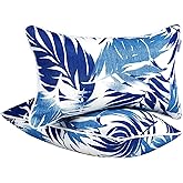 JMGBird Outdoor Pillows Set of 2 with Inserts - 12x20 Waterproof Throw Pillows for Patio Furniture, White Blue Palm Leaf Decorative Cushions
