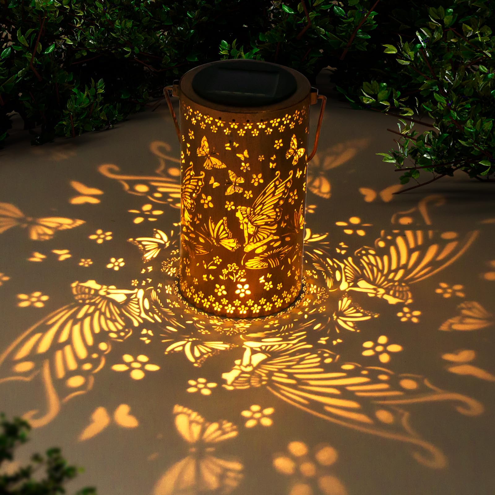 Garden Ornaments Fairy Solar Lanterns Outdoor Hanging Lantern Lights, Fairy Lanterns Decorative Light for Garden Patio Yard Lawn Backyard Front PorchBirthday Gifts for Mum Women Grandma