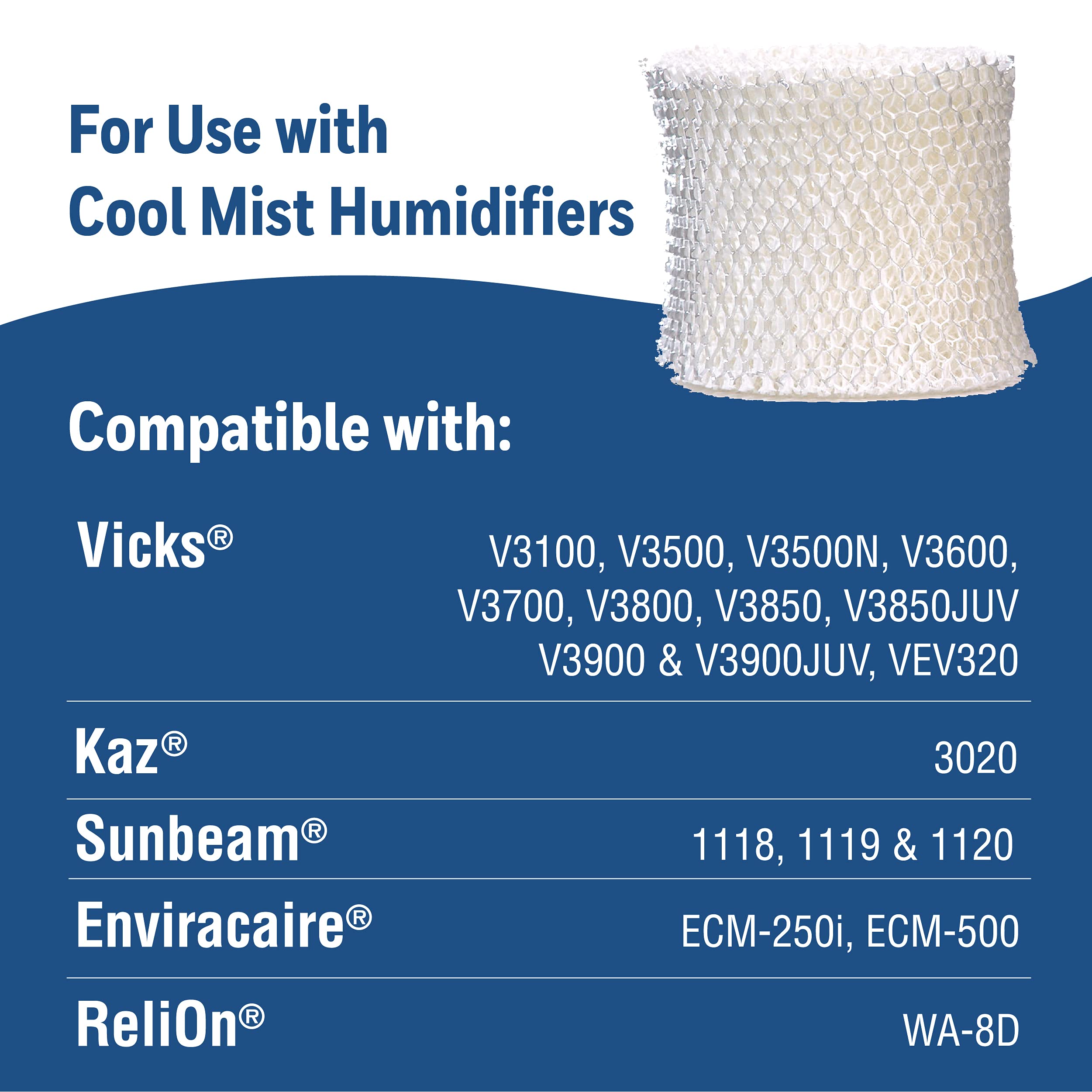 ProTec Humidifier Filter Replacement, Wicking Replacement Filter, Pack of 3 – Humidifier Replacement Filter Works with Vicks Cool Mist Humidifiers and Other Models