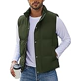 Flygo Mens Puffer Vest Winter Padded Vests Lightweight Stand Collar Sleeveless Quilted Jackets Outerwear
