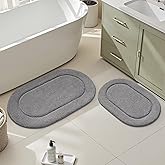 HOMEIDEAS Bathroom Rugs Sets 2 Piece, Soft Bathroom Mats and Absorbent Microfiber Machine Washable Bath Mats for Shower Room, Bathtub, Kitchen (20" x 32" + 16" x 24", Grey)