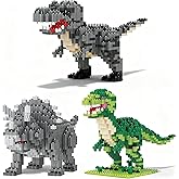 USVillGO 3 Dinosaurs Building Block Toy Set, Fierce Tyrannosaurus Rex- Smart Velociraptor-Docile Triceratops Micro Bricks, The Most Popular Dragon World Dinosaur Park Ideal for Teen(1801PCS)