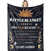 cow print Get Well Gifts Blanket for Women - Cancer Care Gifts for Her Him - Healing Thoughts Inspirational Positive Quote Battle Blanket Sympathy Gifts for Her