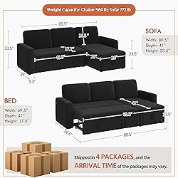 Yaheetech Sectional Sofa L-Shaped Sofa Couch Bed