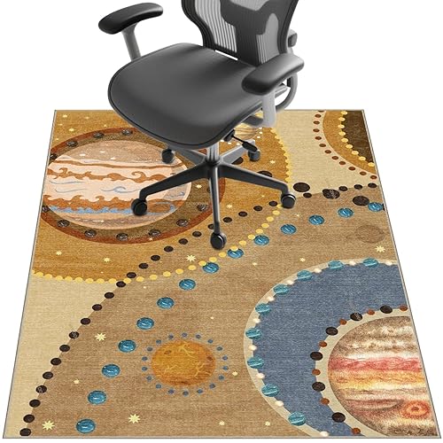 Chair Mat for Hardwood Floor,48"*36" Under Desk Mat for Rolling Computer Chair &Low Pile Carpet Floor,Anti-Slip Floor Protector for Home Office Multi-Color Circle
