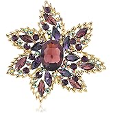 YOQUCOL Vintage Austrian Crystal Rhinestone Flower Shape Big Large Brooch Pin For Women Grils Golden Tone