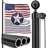 IIOPE 20FT Heavy Duty Flag Pole, 12-Gauge Aluminum, 100MPH Wind Tested | Extra Thick Residential & Commercial Flagpole Kit for Outside House – Includes USA Flag & All Hardware to Fly Two Flags