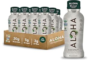 ALOHA Organic Plant Based Coconut Protein Shake w/MCT Oil (12 ct, 12oz Bottle) 20g Protein, Meal Replacement, Low Sugar & Carb, Gluten-Free, Paleo, Non-GMO, No Soy, Stevia or Sugar Alcohol…