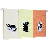 vveeyyee 3 Pcs Black Cat Hand Towels 100% Cotton Embroidered Soft & Absorbent 14×29 Inches Multipurpose for Face/Hand/Body Drying, Bathroom Decor, for Cat Lovers