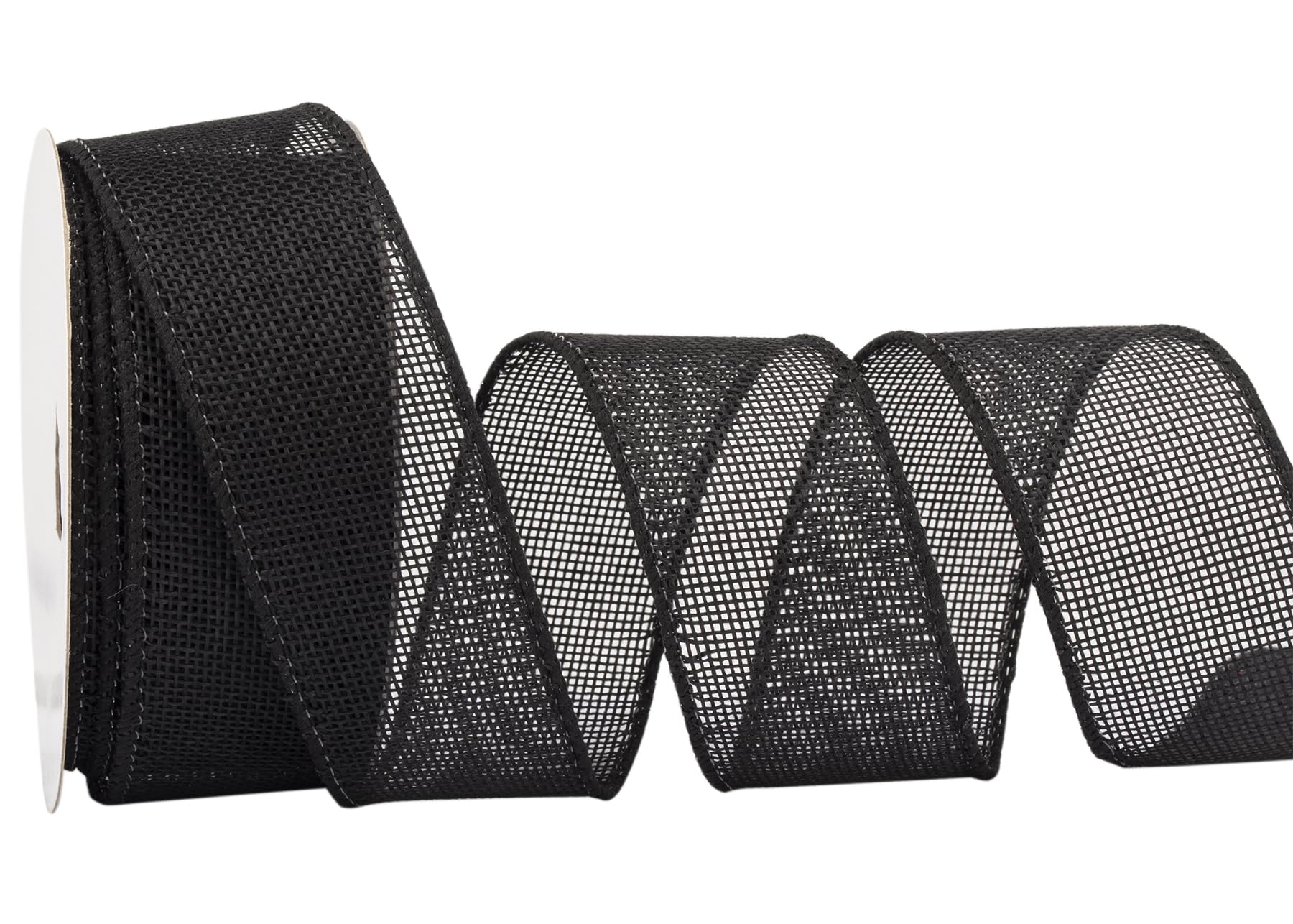 Zofrud Black Burlap Ribbon - 38mm x 9M | Faux Jute Wired Ribbon for Wreaths, Christmas Decorations, Rustic Weddings, and Large Bow