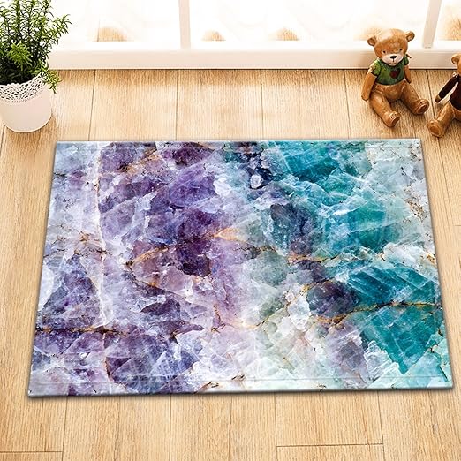 Amazon Com Lb Transparent Crystal Purple Blue Marble Bathroom Rug Fashion Marble Texture Mineral Rock Rugs Welcome Mats 16x24 Inch Non Slip Indoor Outdoor Bath Mat Kitchen Dining