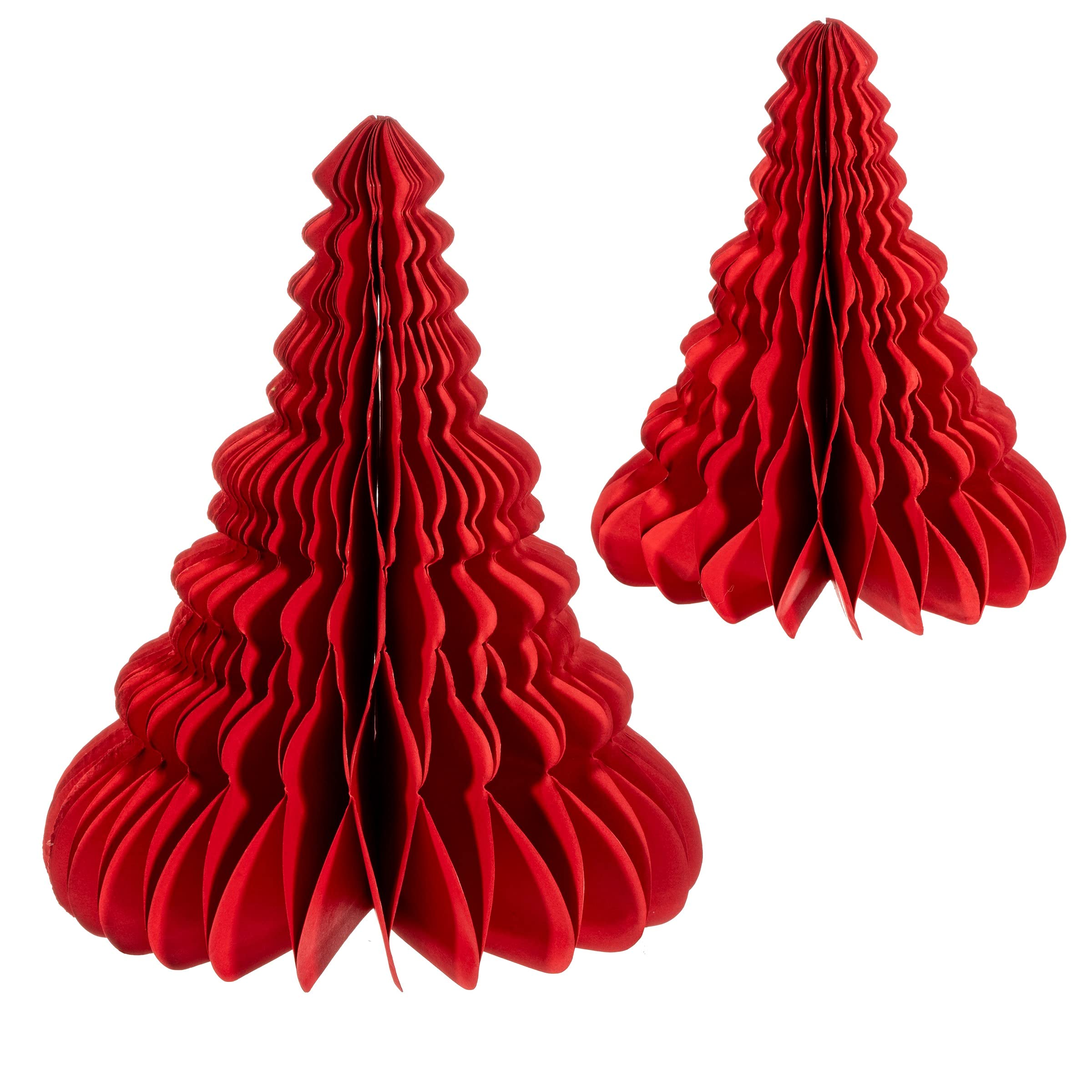 Sass & Belle Red Honeycomb Tree Standing Decoration - Set of 2