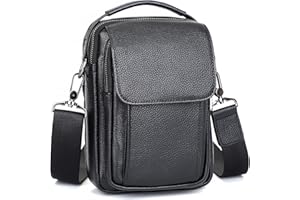 Augus Leather Small Messenger Bag For Men Crossbody Handbag Shoulder Sling Travel Bags for Men Purse Daypack Magnetic Buckle