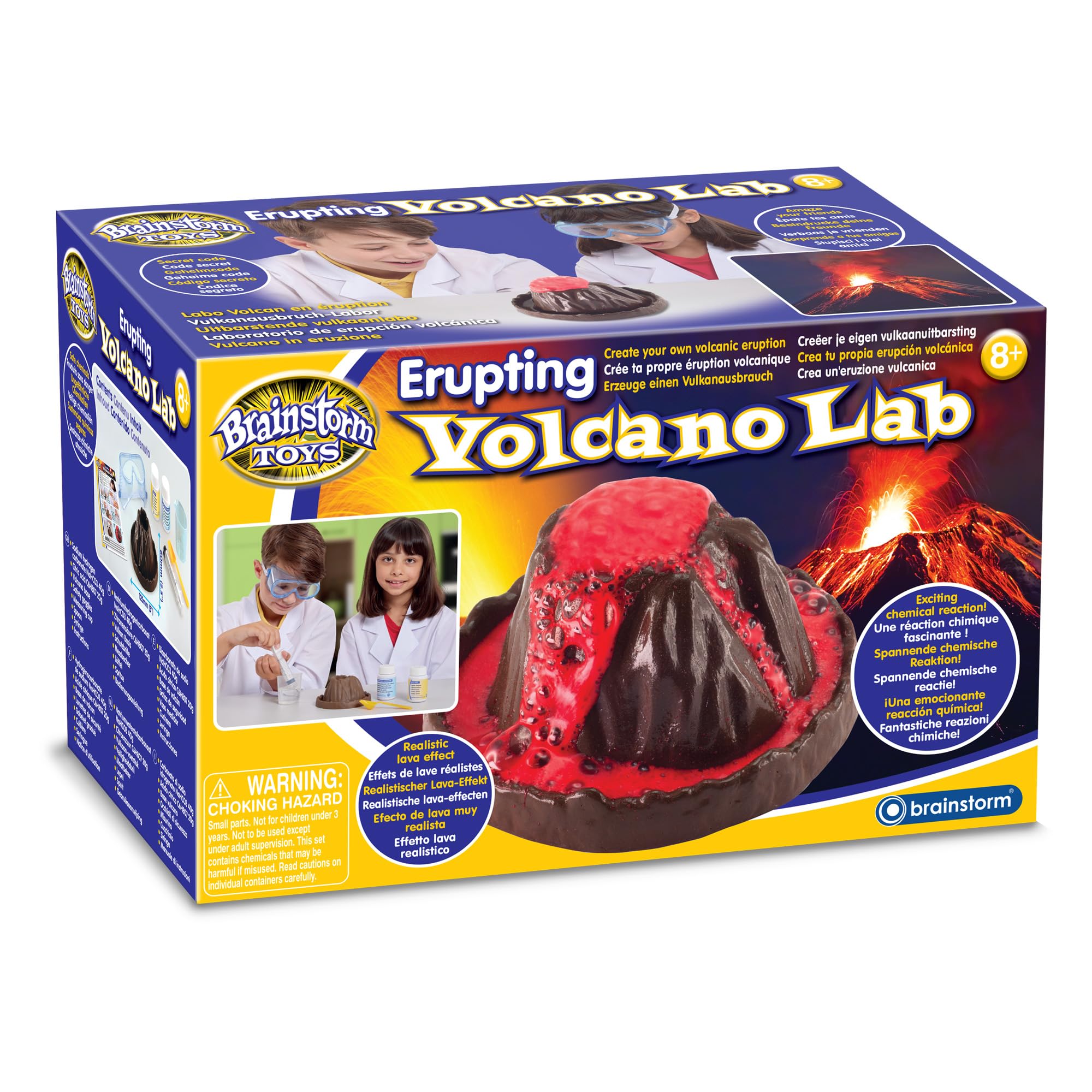 Brainstorm Toys Erupting Volcano Lab – STEM Science Kit to Create Your Own Volcanic Eruption with Realistic Lava Effect, Fun and Educational for Kids