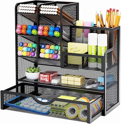 Marbrasse Mesh Desk Organiser Multifunctional Pen Holder Black