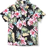 OCHENTA Boys' Hawaiian Button Down Shirt - Short Sleeve Tropical Floral Aloha Beach Tops (2T-14 Years)