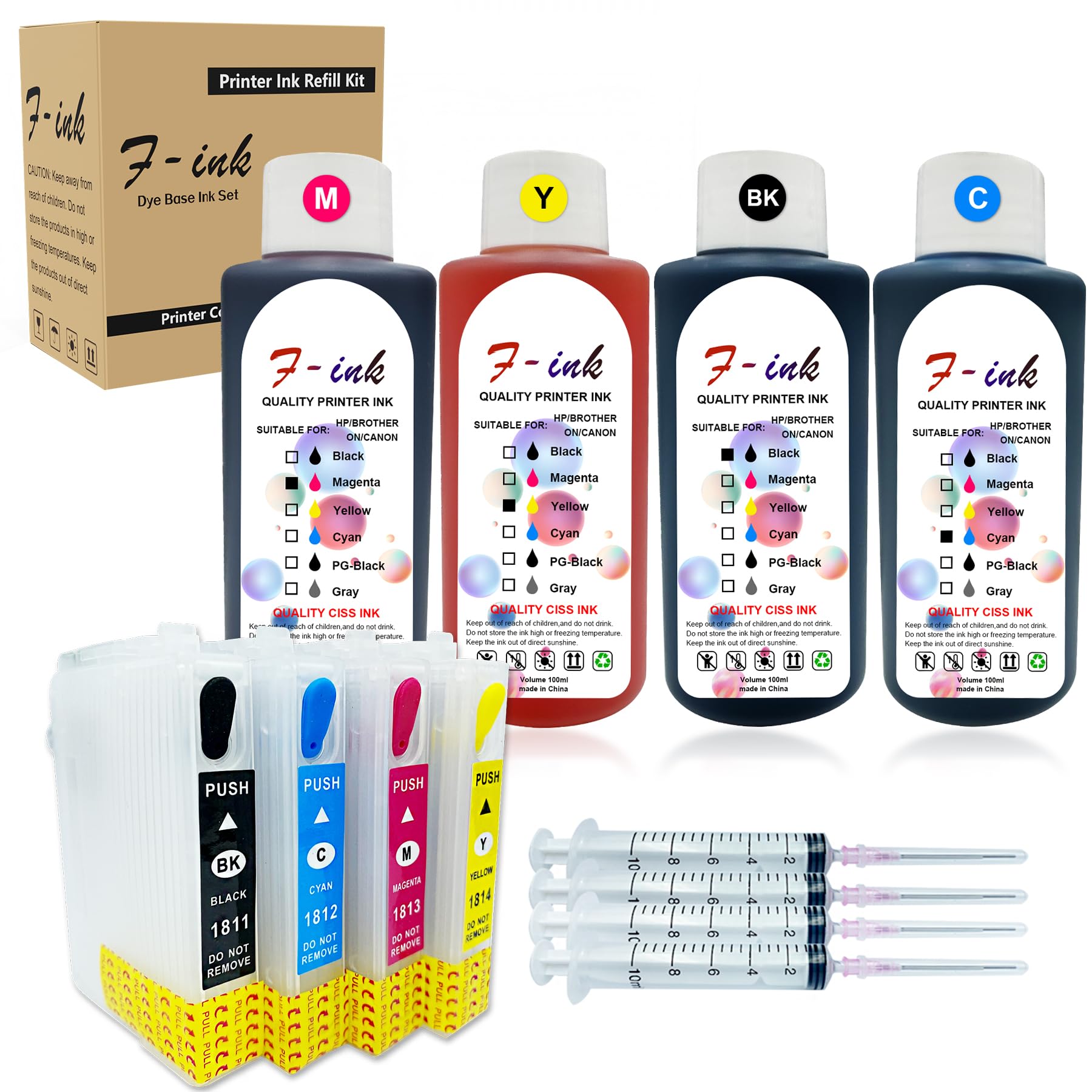 18XL Rechargeable Ink & 4x100ml Bottle Ink Compatible with 18XL Ink,Work With Expression Home XP-30 XP-102 XP-202 XP-302 XP-402 XP-105 XP-205 XP-305 XP-405 XP-405WH Printer