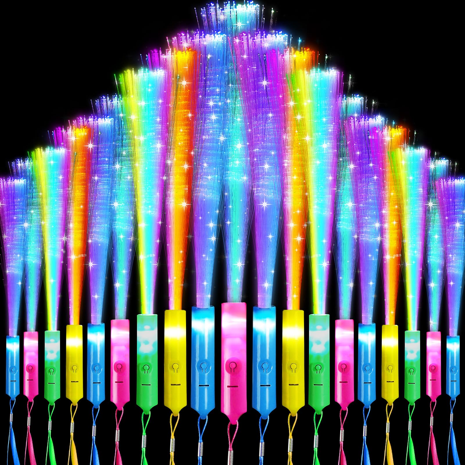 Mikulala 24Pieces Light up Wands Glow Sticks Party Supplies Colorful Fiber Optic Wand with 3 Light Modes for Wedding Bridal Birthday Shower Glow in The Dark Party Favors — image 1