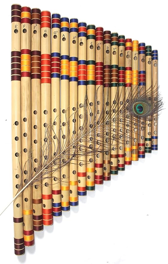 Adharvenu 18 Indian Bamboo Flutes Set Right Handed Amazon.in Electronics