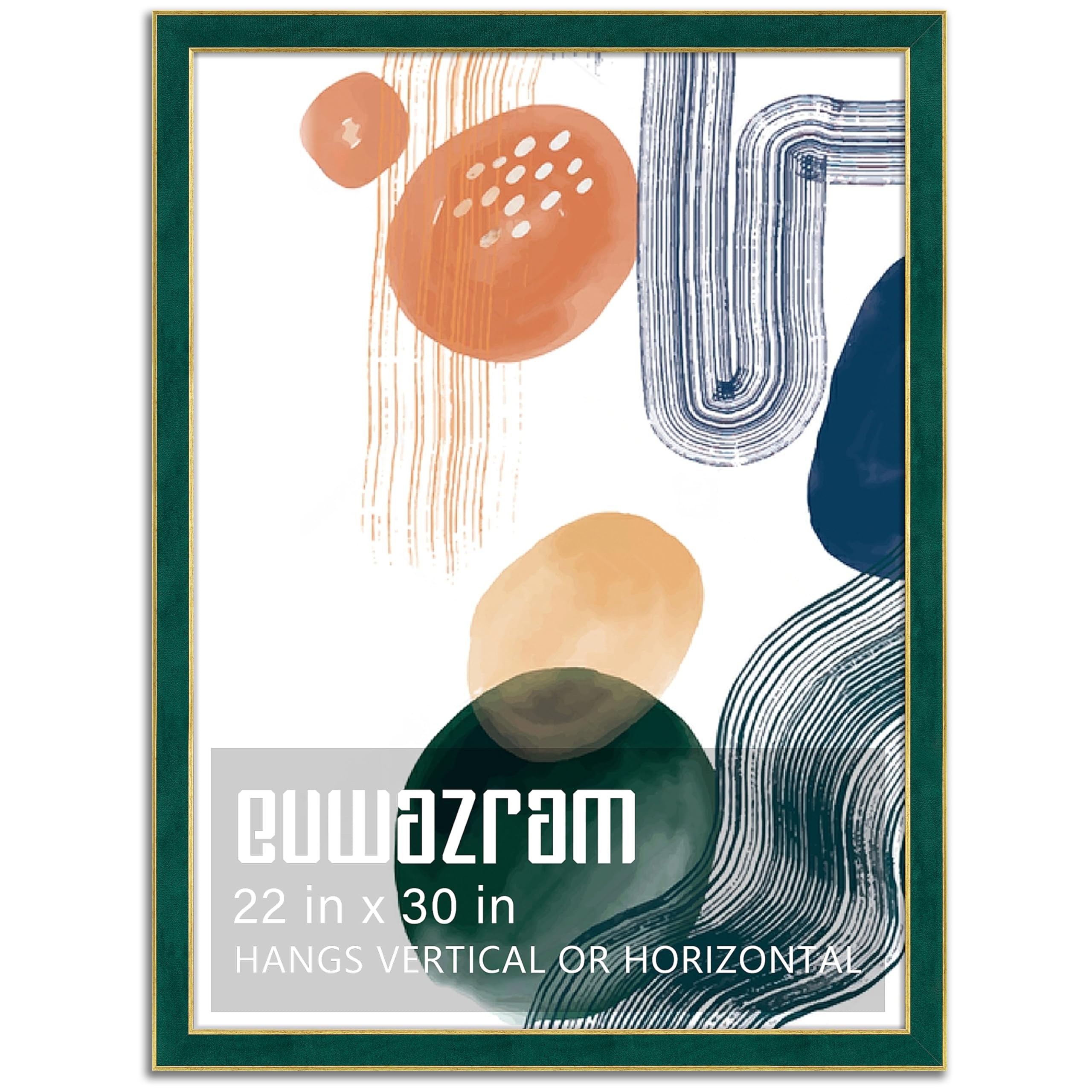Photo 1 of euwazram Suede 22x30 Frame - Single Frame, Christmas Elegant Green 20 x 30 Poster Frame, 20x30 Picture Frame for Artwork Puzzles Photos and Movie Posters