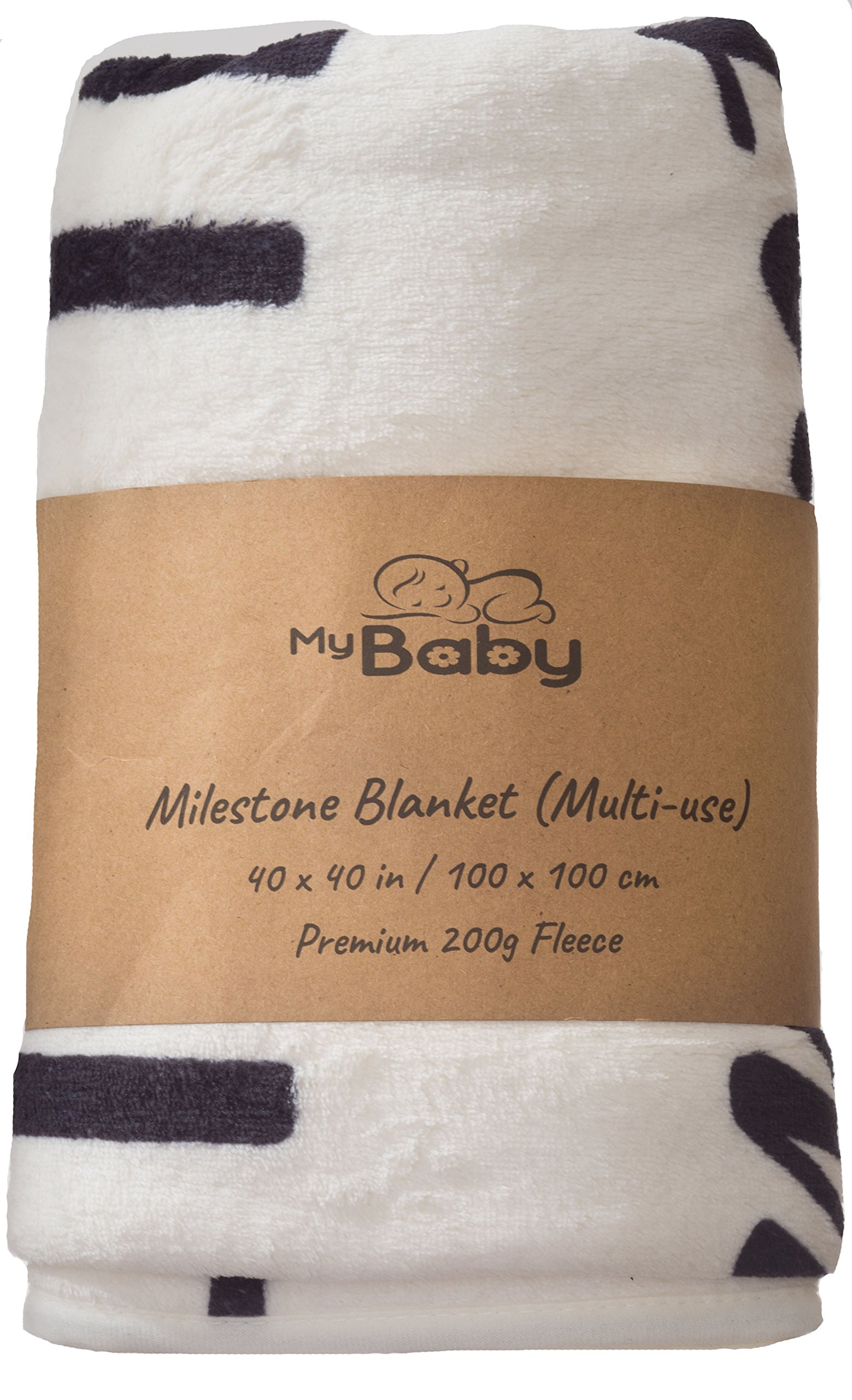 Monthly Milestone Baby Blanket: Premium Quality and Density, Photography Prop/Set for Boys or Girls, Background for Infants, Swaddle Throw for Newborn, Baby Shower Gift