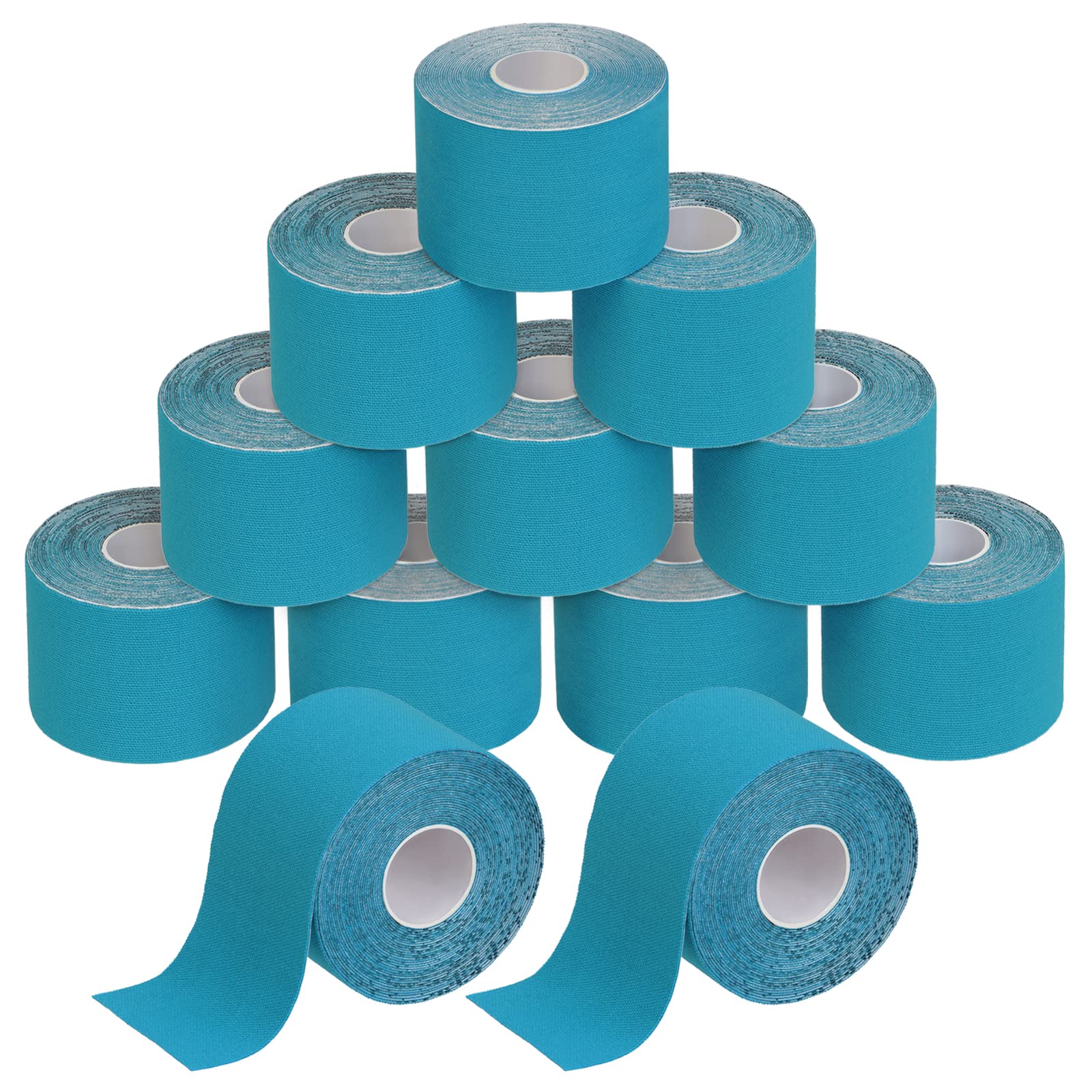 BB Sport 12 Rolls Kinesiology Tape 5 m x 5 cm Many Colors E-Book Application Examples Muscle Support Elastic Strapping Tape, Colour:Light Blue — image 1