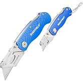 Sheffield Utility Knife and Mini Box Cutter with Aluminum Handles | Folding Utility Knife Set Accepts Std and Mini Utility Knife Blades for Use in Warehouse, Construction, or DIY