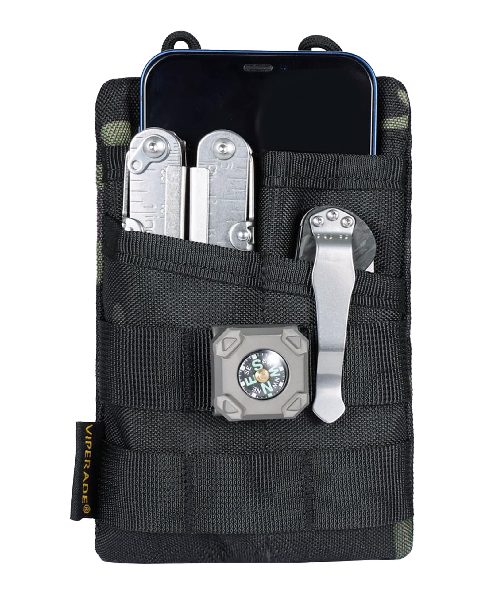 VIPERADE VE3 EDC Tool Pocket Organizer, Small EDC Pocket Organizer Pouch for Men,Small Multitool Nylon Tool Pouch for Mini Flashlight Multitool - Black Camo