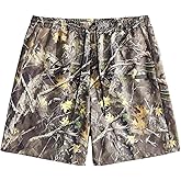 SOLY HUX Men's Camo Shorts Maple Leaf Print Drawstring Elastic Waist Summer Shorts Streetwear