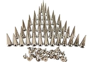 PARAOR 50PCS Silvery Cone Spikes Metallic Screw Back Studs DIY Craft Cool Rivets Punk 10 X 25mm