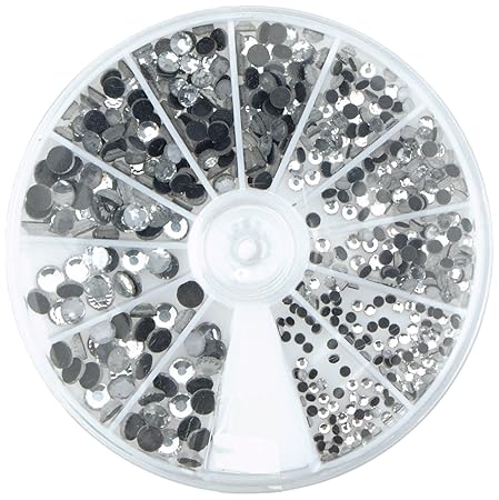 Rayher 15130801 Hotfix Strasssteine aus Glas, 2 - 5 mm ø gemischt, Farbe bergkristall, Box 580 St., Glas-Strasssteine, Schmuc