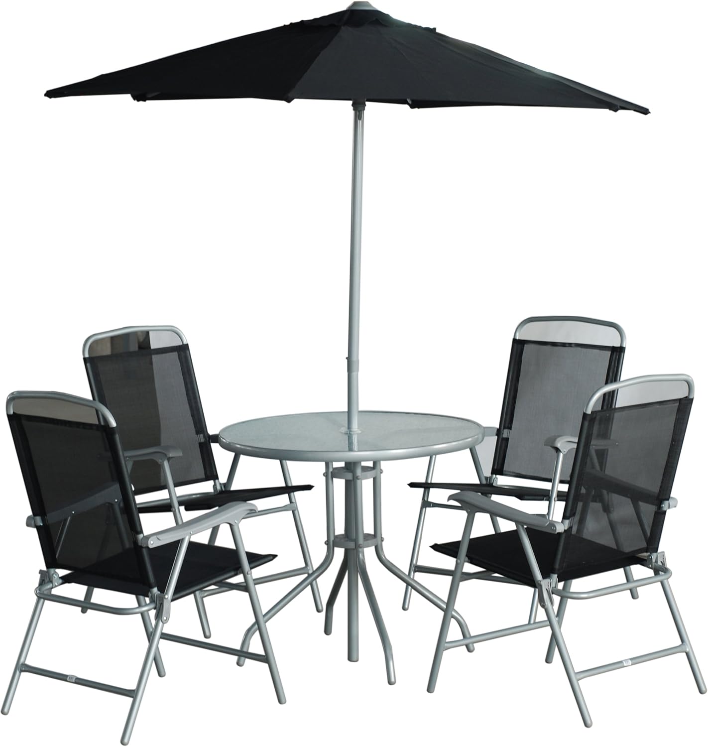 Cb Imports 4 Seater Metal Patio Furniture Set Including Parasol Glass Table And 4 Chairs Amazon Co Uk Garden Outdoors