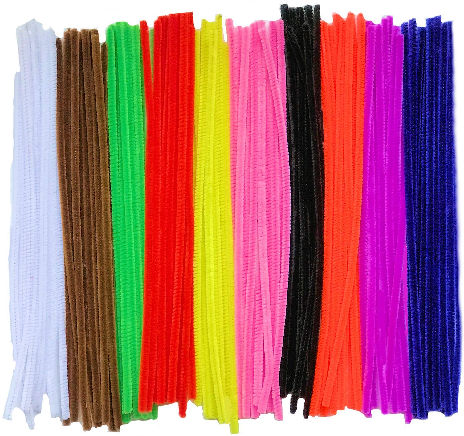 Pipe Cleaners for Craft (Pipecleaner) – 120 Coloured Chenille Stems, 30cm x 6mm, 10 Colours, Long Twisting Craft Wires for Kids Art