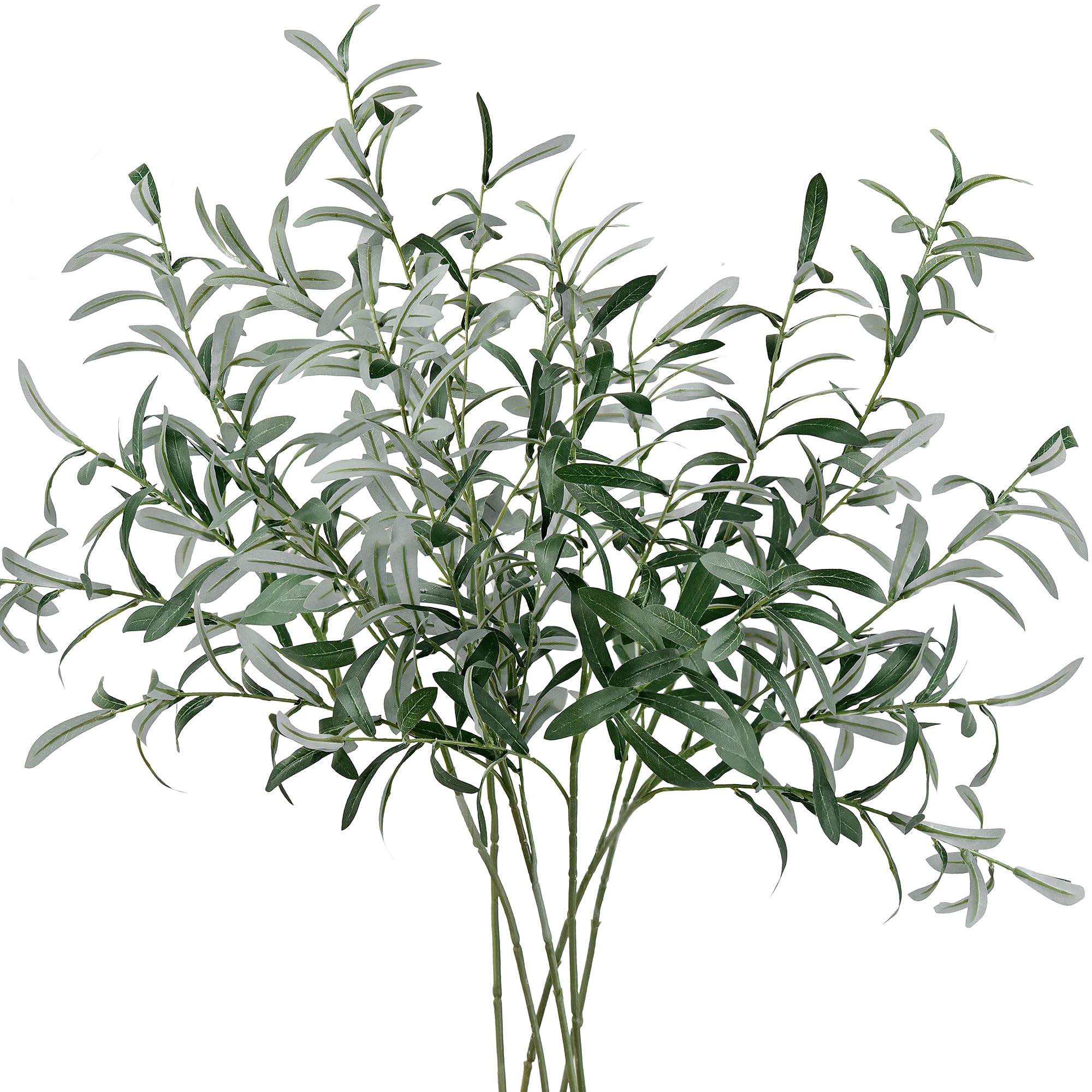 FiveSeasonStuff 6 Stems Artificial Long Stem Olive Leaves and Branches Greenery Floral Arrangement Decoration Fillers Home Décor 78cm — image 1