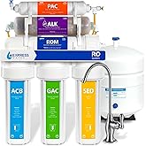Express Water Reverse Osmosis Alkaline Water Filtration System – 10 Stage RO Water Filter with Faucet and Tank – Under Sink Water Filter with Alkaline Filter for Added Essential Minerals – 50 GPD