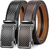 QVGFCTB Ratchet Belts for Men - 2 Pack Leather Belts for Men, Easy to Slide, Adjustable, Gift for Him, Dress&Casual (1 3/8")