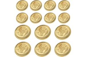 XENTRLOLOGIC 14pcs Metal Blazer Buttons Set - 18mm & 23mm Gold Buttons for Blazer, Suit, Coat, Uniform Jacket