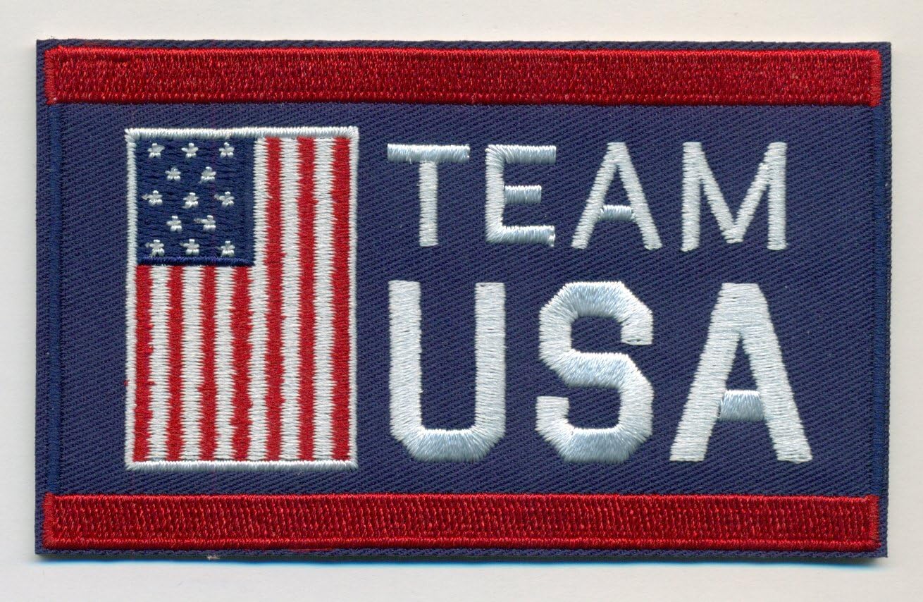 Team USA Embroidered Iron-On Patch Size 4" x 2 1/2". USA Olympics - USA World Cup. Great Gift For Men & Women, Him or Her