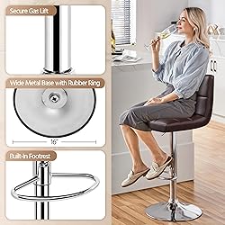 Yaheetech Bar Stools Set of 2, Adjustable PU