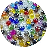Tingoons 400 PCS 4mm Faceted Crystal Glass Beads AB Color Loose Briolette Rondelle Spacer Beads for DIY Handcrafte Jewelry Making Bracelet Necklace Earring(Multicolor)