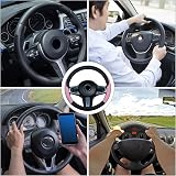 TSLBW Car Steering Wheel Cover 37-38cm PU Leather Pink Breathable Anti-slip view 4