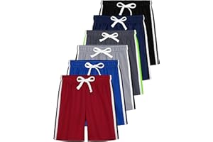 YERIOK 6 Pack Toddler Boys Athletic Shorts Boys Basketball Mesh Active Sports Gym Soccer Quick Dry Shorts for Summer