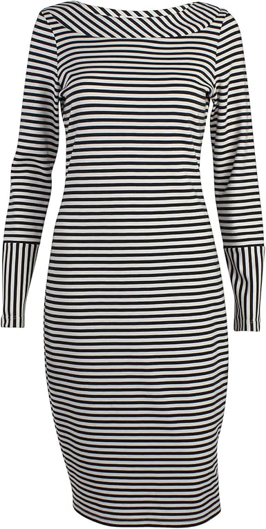 black and white striped sweater dress