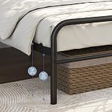 Yaheetech Black Metal Double Bed Frame 4ft6 with Curved Headboard view 8