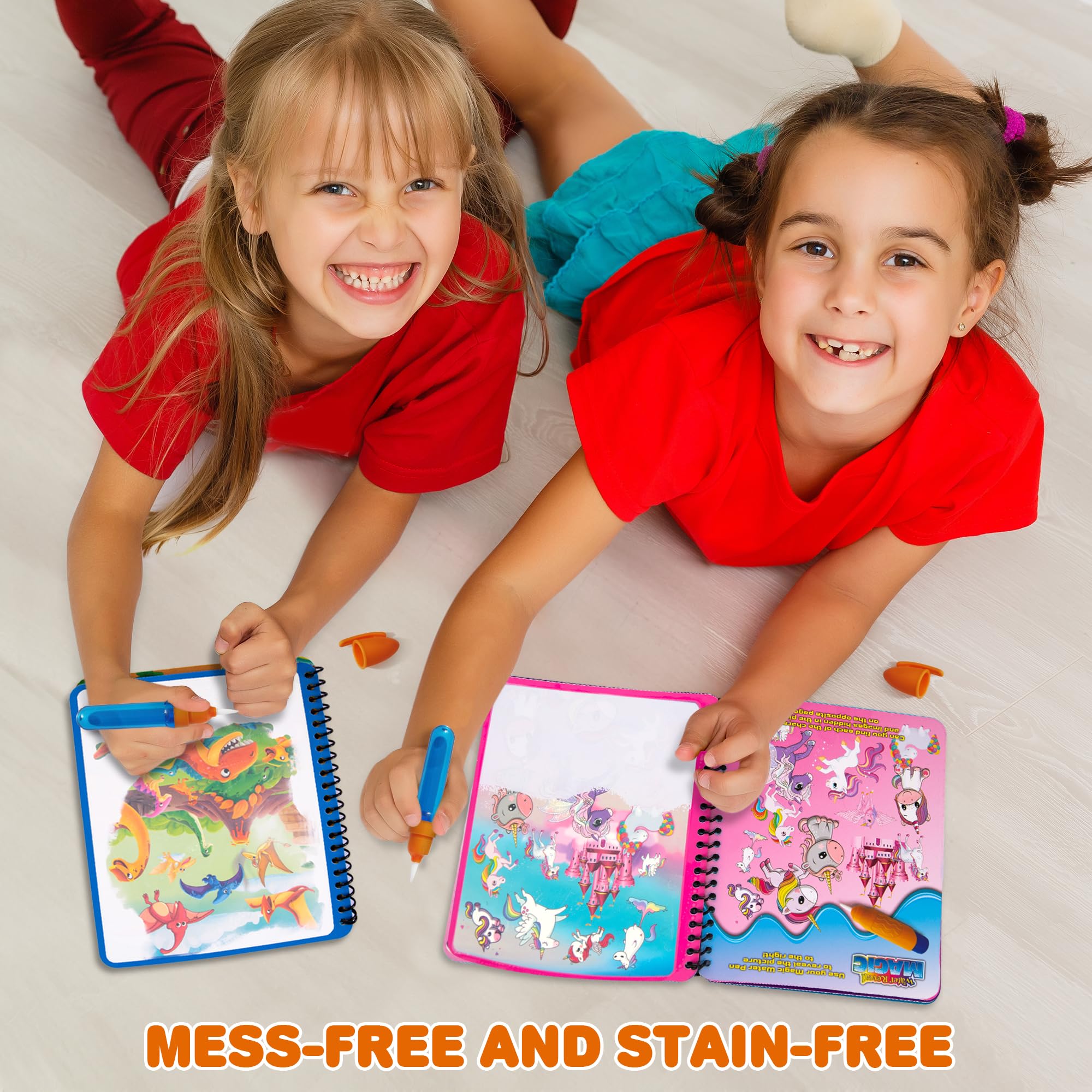 ArtCreativity 4 Pack Magic Water Coloring Books for Toddlers, Reusable Magic Water Pen Coloring Books for Kids - Mess Free Water Art Book for Toddlers - Travel Activity Toys, No-Mess Coloring