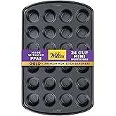 Wilton Gold Non-Stick 24-cup Muffin Pan, Stainless Steel Bakeware, Made without PFAs, 16 x 10 x 1 in., Packaging may Vary