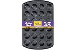 Wilton Perfect Results Premium Non-Stick Mini Muffin Pan & Mini Cupcake Pan, 24-Cavity, Steel