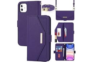Jaorty Crossbody Wallet for iPhone 11 Case with Adjustable Lanyard Strap Credit Card Holder 6.1",PU Leather Handbag Purse Kic