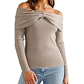 Arach&Cloz Women's Wool Blend Slim Fit Off The Shoulder Fall Sweater 2025